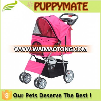 Dog Pet Travel Stroller Pushchair Pram Jogger Buggy Swivel Wheels Vet